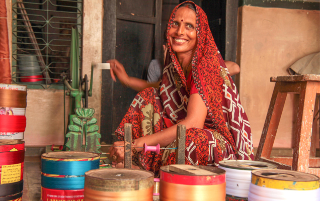 Woman working outside